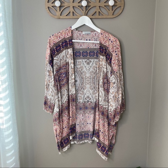 Allison Joy Printed Kimono Multicolored Sz M/L - Picture 1 of 10